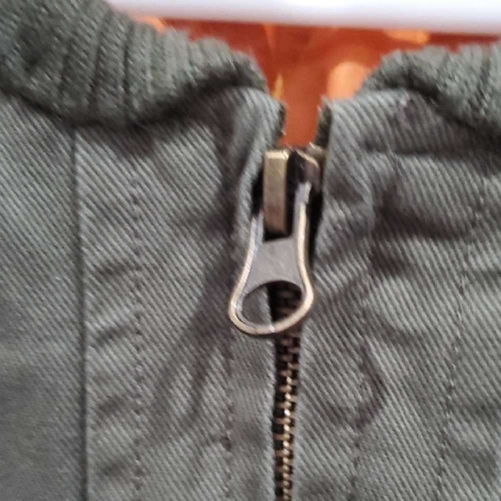 Men's Olive Green Canvas Utility Vest Quilted Inside SMALL - Picture 4 of 9